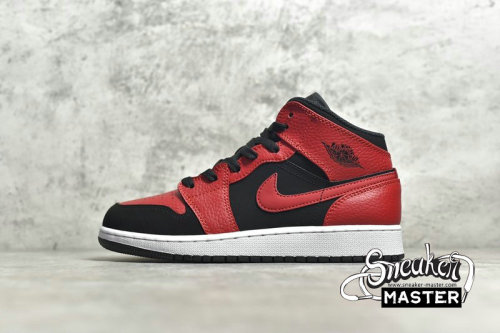 NIKE AIR JORDAN 1 MID GS REVERSE BRED BLACK/WHITE/GYM RED 554725-054