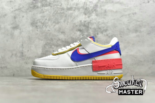 NIKE AIR FORCE 1 LOW SHADOW SUMMIT WHITE/FLASH CRIMSON/DARK SULPHUR/ASTRONOMY BLUE CI0919-105