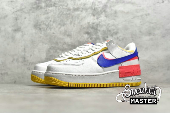 NIKE AIR FORCE 1 LOW SHADOW SUMMIT WHITE/FLASH CRIMSON/DARK SULPHUR/ASTRONOMY BLUE CI0919-105