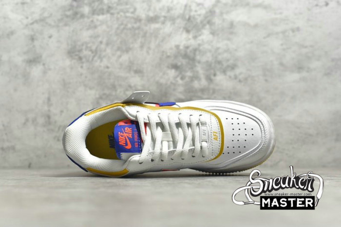 NIKE AIR FORCE 1 LOW SHADOW SUMMIT WHITE/FLASH CRIMSON/DARK SULPHUR/ASTRONOMY BLUE CI0919-105