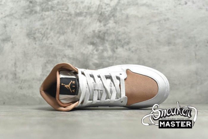 NIKE AIR JORDAN 1 MID GS WHITE/ROSE GOLD-BLACK 555112-190