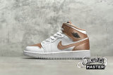 NIKE AIR JORDAN 1 MID GS WHITE/ROSE GOLD-BLACK 555112-190