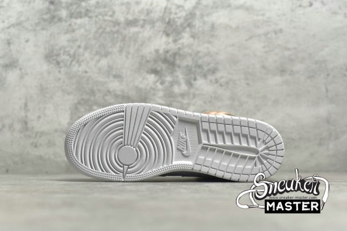 NIKE AIR JORDAN 1 MID GS WHITE/ROSE GOLD-BLACK 555112-190