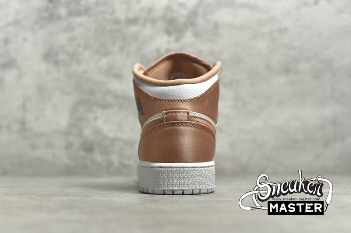 NIKE AIR JORDAN 1 MID GS WHITE/ROSE GOLD-BLACK 555112-190