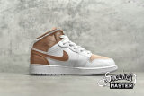 NIKE AIR JORDAN 1 MID GS WHITE/ROSE GOLD-BLACK 555112-190