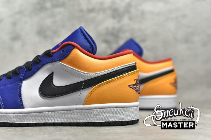NIKE AIR JORDAN 1 LOW WHITE/DEEP ROYAL BLUE/LASER ORANGE/TRACK RED 553558-123