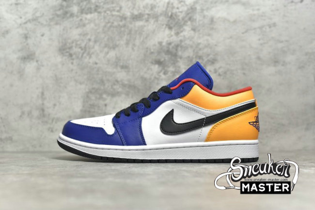 NIKE AIR JORDAN 1 LOW WHITE/DEEP ROYAL BLUE/LASER ORANGE/TRACK RED 553558-123