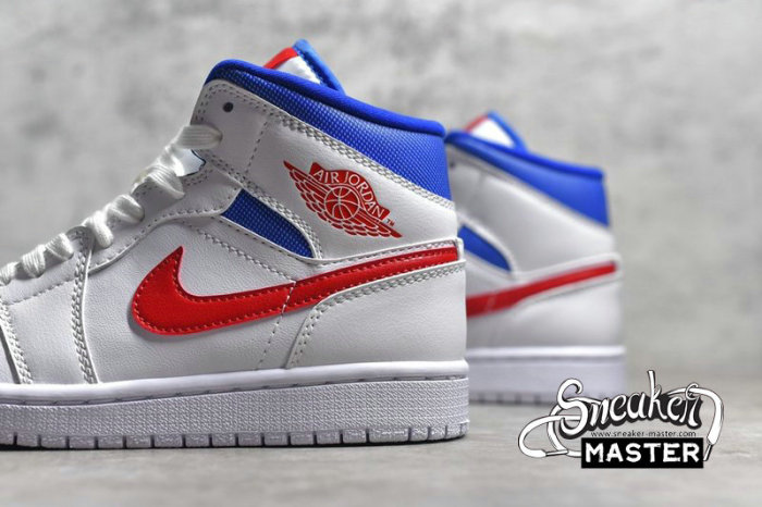 NIKE AIR JORDAN 1 MID USA WHITE/UNIVERSITY RED/GAME ROYAL BQ6472-164