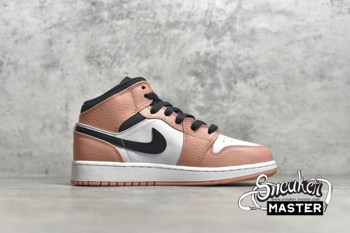 NIKE AIR JORDAN 1 MID GS PINK QUARTZ PINK QUARTZ/DARK SMOKE GREY/WHITE 555112-603