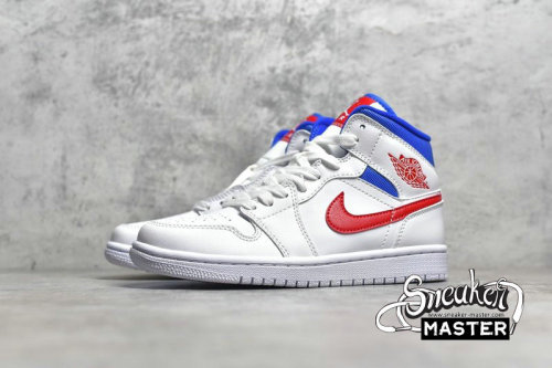 NIKE AIR JORDAN 1 MID USA WHITE/UNIVERSITY RED/GAME ROYAL BQ6472-164