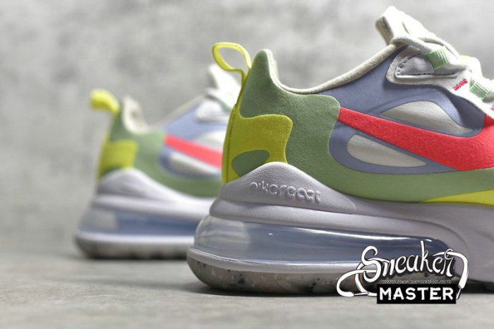 NIKE AIR MAX 270 REACT REGRIND SOLES WHITE/FLASH CRIMSON/CUCUMBER GREEN DB5927-161