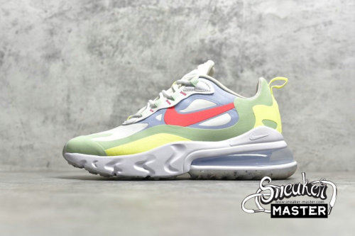 NIKE AIR MAX 270 REACT REGRIND SOLES WHITE/FLASH CRIMSON/CUCUMBER GREEN DB5927-161