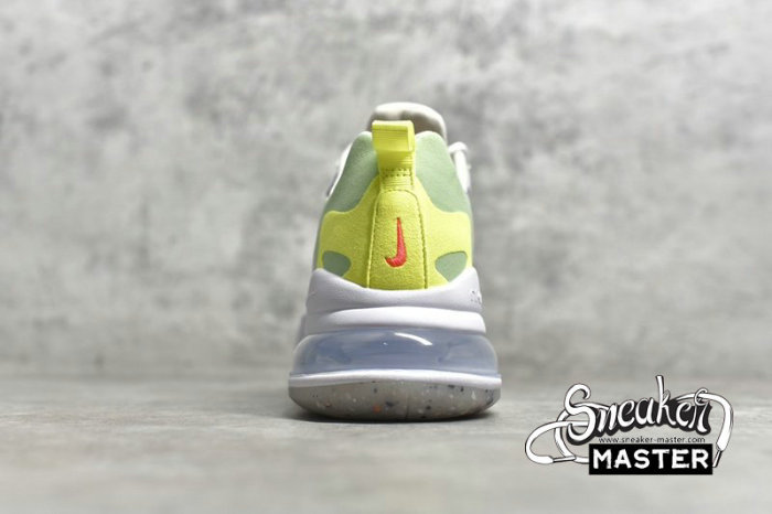 NIKE AIR MAX 270 REACT REGRIND SOLES WHITE/FLASH CRIMSON/CUCUMBER GREEN DB5927-161