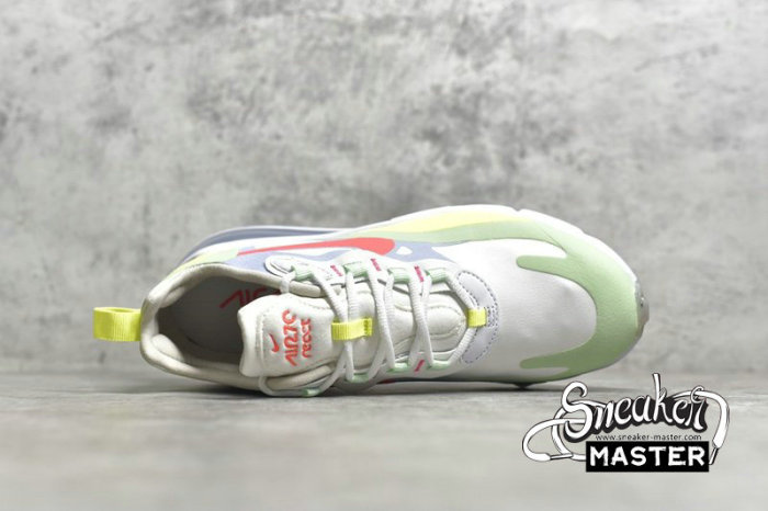 NIKE AIR MAX 270 REACT REGRIND SOLES WHITE/FLASH CRIMSON/CUCUMBER GREEN DB5927-161