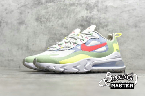 NIKE AIR MAX 270 REACT REGRIND SOLES WHITE/FLASH CRIMSON/CUCUMBER GREEN DB5927-161