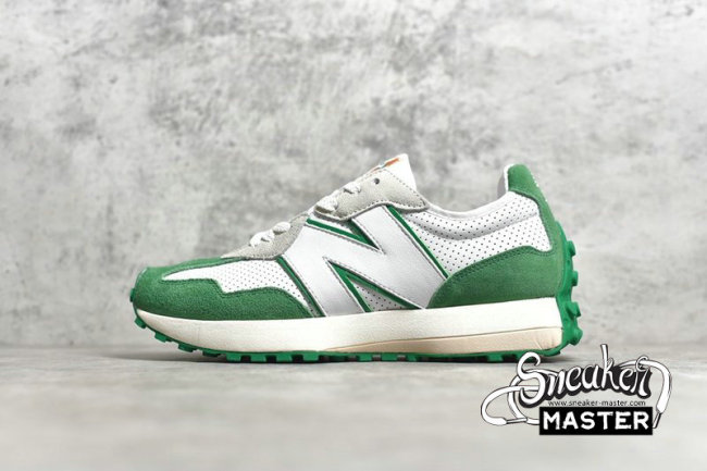 NEW BALANCE CASABLANCA X 327 IDEALIST RUNNING SHOES WHITE/LIGHT GREY/GREEN MS327CBD