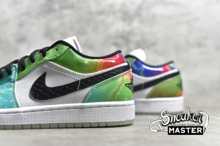 NIKE AIR JORDAN 1 LOW GALAXY WHITE/BLACK/MULTI-COLOR CW7310-909