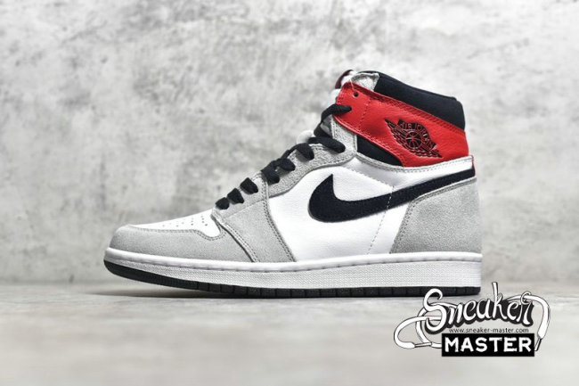 NIKE AIR JORDAN 1 RETRO HIGH OG SMOKE GREY WHITE/BLACK/LIGHT SMOKE GREY/VARSITY RED 555088-126