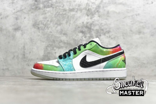 NIKE AIR JORDAN 1 LOW GALAXY WHITE/BLACK/MULTI-COLOR CW7310-909