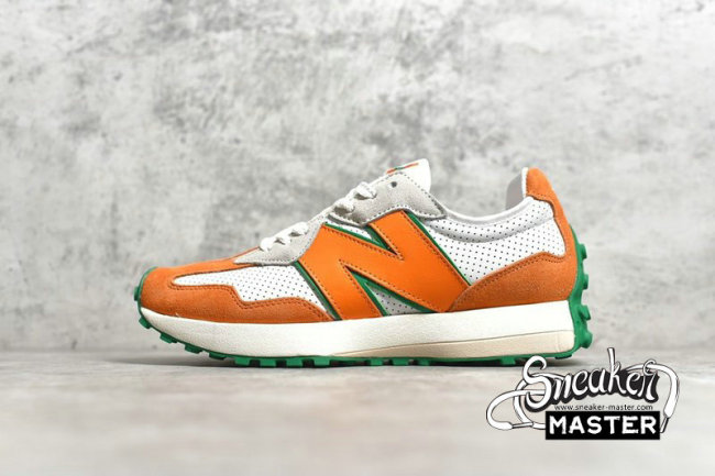 NEW BALANCE CASABLANCA X 327 RUNNING SHOES WHITE/ORANGE/GREEN MS327CBB