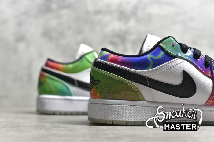 NIKE AIR JORDAN 1 LOW GALAXY WHITE/BLACK/MULTI-COLOR CW7310-909