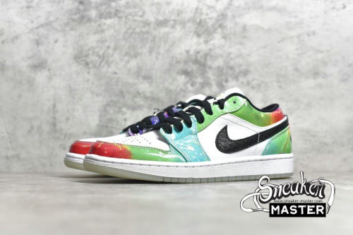 NIKE AIR JORDAN 1 LOW GALAXY WHITE/BLACK/MULTI-COLOR CW7310-909