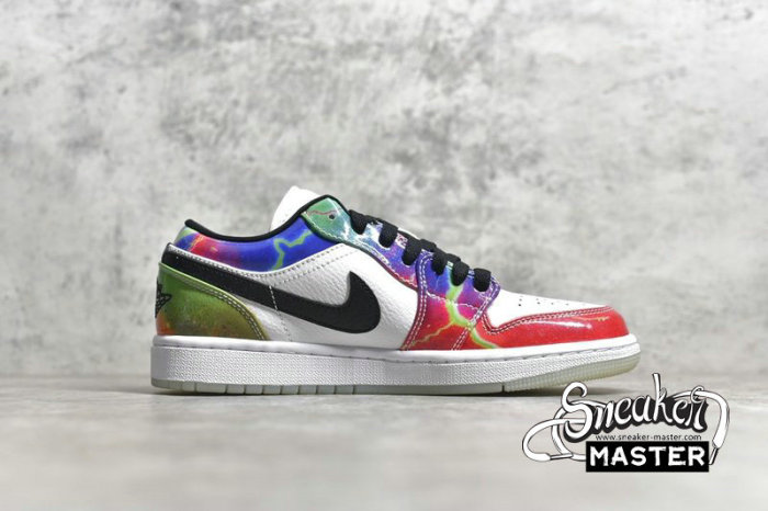 NIKE AIR JORDAN 1 LOW GALAXY WHITE/BLACK/MULTI-COLOR CW7310-909