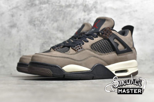 NIKE TRAVIS SCOTT X AIR JORDAN 4 RETRO BROWN DARK MOCHA/BLACK/RED-WHITE AJ4-882335