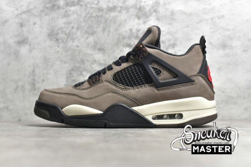 NIKE TRAVIS SCOTT X AIR JORDAN 4 RETRO BROWN DARK MOCHA/BLACK/RED-WHITE AJ4-882335