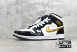NIKE AIR JORDAN 1 MID PATENT BLACK/WHITE-METALLIC GOLD 852542-007