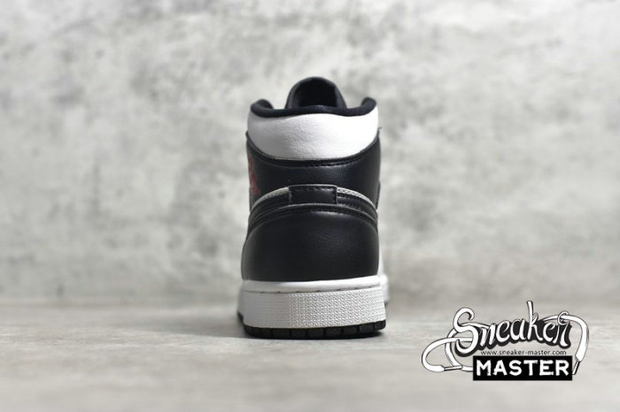 NIKE AIR JORDAN 1 MID REVERSE BLACK TOE WHITE/BLACK/RED BQ6472-101