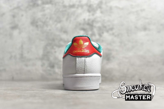 ADIDAS SUPERSTAR SHOES CLOUD WHITE/RED/GREEN-GOLD D96974