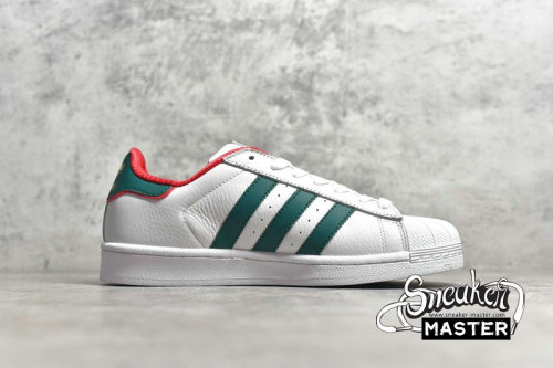 ADIDAS SUPERSTAR SHOES CLOUD WHITE/GREEN/RED-GOLD BC0198