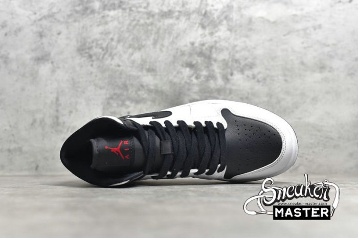 NIKE AIR JORDAN 1 MID REVERSE BLACK TOE WHITE/BLACK/RED BQ6472-101