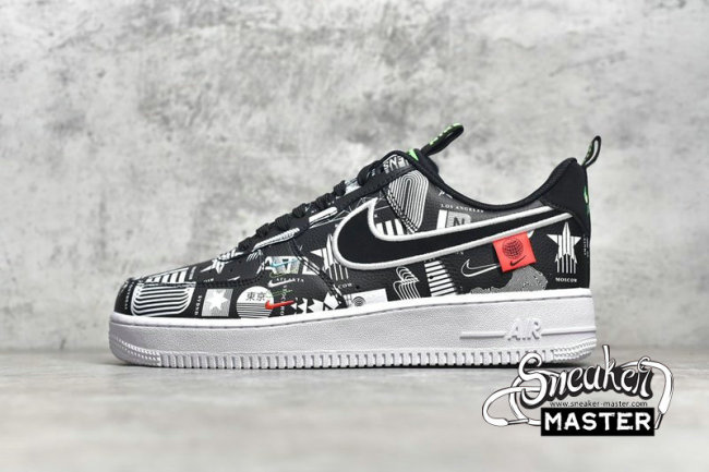 NIKE AIR FORCE 1 LOW 07 LX WORLDWIDE PACK BLACK/WHITE/FLASH CRIMSON/BLACK CZ5927-001