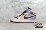 NIKE AIR JORDAN 1 MID IRIDESCENT BARELY ROSE/BLACK/SILVER BQ6472-602