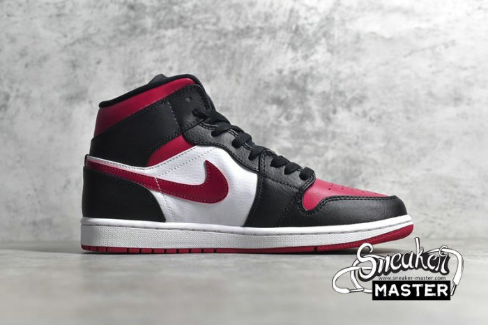 NIKE AIR JORDAN 1 MID NOBLE RED BLACK/WHITE/NOBLE RED 554724-066