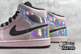 NIKE AIR JORDAN 1 MID IRIDESCENT BARELY ROSE/BLACK/SILVER BQ6472-602