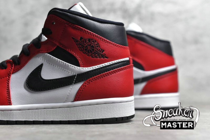 NIKE AIR JORDAN 1 MID GS CHICAGO BLACK TOE BLACK/GYM RED/WHITE 554725-069