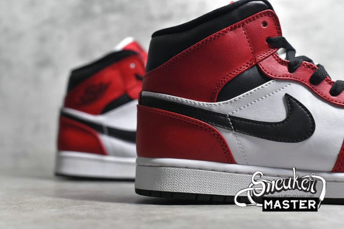 NIKE AIR JORDAN 1 MID GS CHICAGO BLACK TOE BLACK/GYM RED/WHITE 554725-069