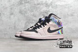 NIKE AIR JORDAN 1 MID IRIDESCENT BARELY ROSE/BLACK/SILVER BQ6472-602