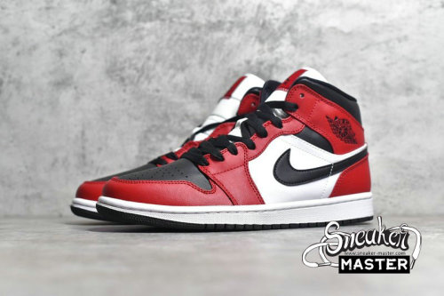 NIKE AIR JORDAN 1 MID GS CHICAGO BLACK TOE BLACK/GYM RED/WHITE 554725-069