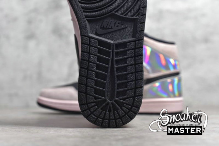 NIKE AIR JORDAN 1 MID IRIDESCENT BARELY ROSE/BLACK/SILVER BQ6472-602