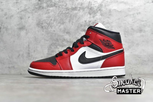 NIKE AIR JORDAN 1 MID GS CHICAGO BLACK TOE BLACK/GYM RED/WHITE 554725-069