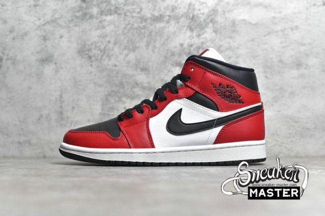 NIKE AIR JORDAN 1 MID GS CHICAGO BLACK TOE BLACK/GYM RED/WHITE 554725-069