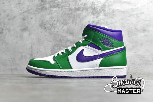 NIKE AIR JORDAN 1 MID HULK ALOE VERDE/COURT PURPLE/WHITE 554724-300