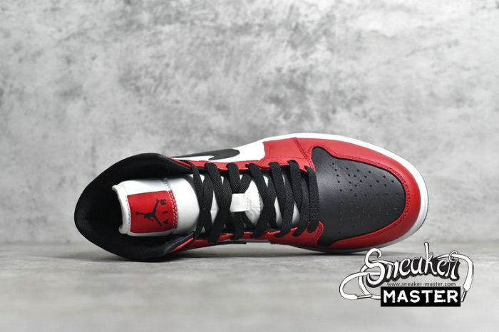 NIKE AIR JORDAN 1 MID GS CHICAGO BLACK TOE BLACK/GYM RED/WHITE 554725-069