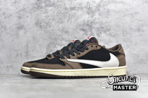 NIKE AIR JORDAN 1 LOW MOCHA X TRAVIS SCOTT BLACK/DARK MOCHA-UNIVERSITY RED-SAIL CQ4277-001