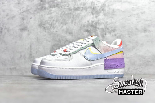 NIKE AIR FORCE 1 SHADOW WHITE/HYDROGEN BLUE/PURPLE/WHITE CW2630-141