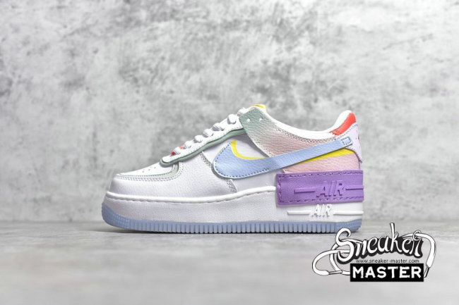 NIKE AIR FORCE 1 SHADOW WHITE/HYDROGEN BLUE/PURPLE/WHITE CW2630-141